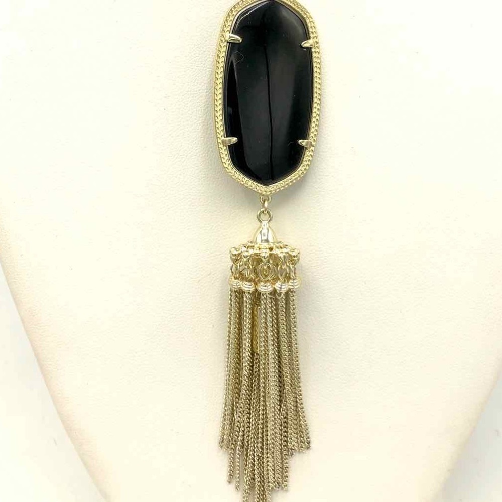 NWT✨KENDRA SCOTT NECKLACE with black pendent🖤 ⭐️GOLD NECKLACE ⭐️ - Picture 10 of 10